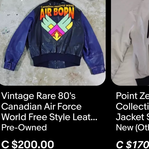 Vintage Canadian Skiing Embroidered Leather Jacket / Large / 90s / Air Born - Picture 10 of 10